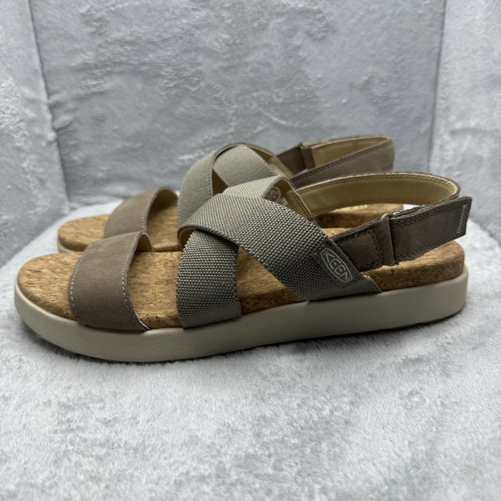 KEEN Elle Criss Cross Backstrap Sandals Women's 10.5 EU 41 Taupe Cork Comfort